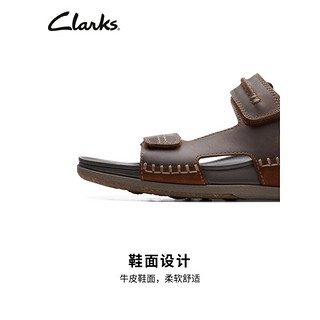 Clarks其乐男鞋自然系列2023夏新品魔术贴革凉鞋舒适透气沙滩鞋 棕褐色261723317 42