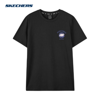 斯凯奇（Skechers）2023年夏季新款休闲短袖舒适百搭男女圆领透气t恤衫情侣款 L223U100-0018 S