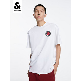 杰克·琼斯（JACK&JONES）夏季新款NBA联名猛龙队男纯棉半袖上衣撞色休闲短袖T恤223201271 白 175/96A/M