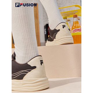 斐乐（FILA）FILA FUSION斐乐潮牌POP II男鞋场下帆布鞋2023夏新款轻便运动鞋 黑/米色-BB 42