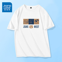 真维斯(JEANSWEST)冰丝网眼短袖T恤男夏季新款凉感十足透气速干卡通动漫印花五分袖 白色 JWS蓝棕 M