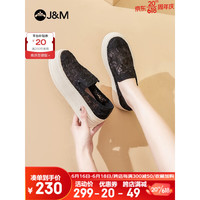 快乐玛丽（J&M）乐福鞋女2023春夏新款镂空透气厚底懒人一脚蹬休闲鞋女 黑色（偏小建议拍大一码）） 39