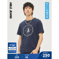 ABLE JEANS 欧帛牛仔 2023夏季新款男装短袖TEE都市机能干爽汗布T恤881200 深藏青02 M