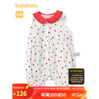 巴拉巴拉 新生儿衣服宝宝连体衣女童2023款哈衣爬服萌 白红色调00316 90cm