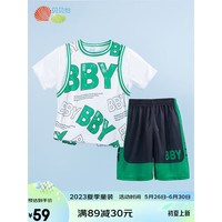 贝贝怡童装篮球服套装儿童T恤短裤两件套装休闲运动男宝速干透气衣服 绿色 150cm(建议身高140-150CM)