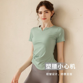 悦步瑜伽服女套装带胸垫夏普拉提训练健身上衣高级感运动跑步短袖T恤 黑色上衣+中灰裤 M