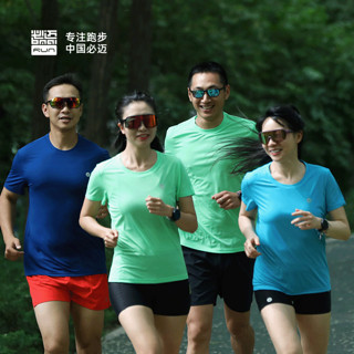 必迈（bmai）新款跑步速干T短袖T恤男女2023夏季清爽冰感吸湿跑步训练服健身衣 邦迪蓝-女款 XL