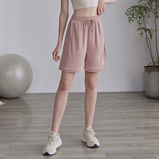 EPIH瑜伽短裤女夏季宽松遮肉跑步运动健身中裤训练四分裤休闲外穿薄款 粉色 XL