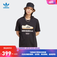 adidas 阿迪达斯 官方三叶草男装夏季印花舒适运动上衣圆领短袖T恤 黑色 A/XL