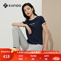 Rapido雳霹道2023年夏季新款女子海边系列修身圆领衫短袖T恤衫CP3542S40 藏青色 160/84A