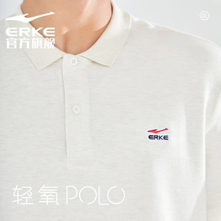 ERKE 鸿星尔克 T恤男夏季新款透气舒适男士网球运动微领短袖 羽白花灰 L