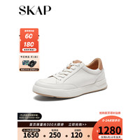 圣伽步skap2023秋季新款商场同款舒适系带小白鞋男休闲鞋A5K03CM3 米白色 44