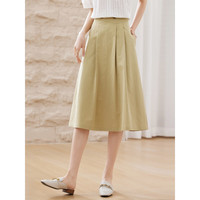 尚都比拉优雅律动梨型遮胯显瘦收腰放摆后腰松紧腰A字半身裙 卡其色 XL