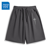 真维斯(JEANSWEST)2023新款冰丝短裤男夏季凉感透气宽松五分裤子男士休闲百搭沙滩裤 深灰 HL虔诚字母_K S
