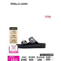 STELLA LUNA女鞋2023夏季新款拖鞋女凉鞋外穿魔术贴潮流牛皮休闲勃肯拖鞋 97黑色 35