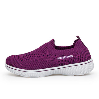 德尔加多（Delocrd）夏季女士轻便透气网鞋子舒适健步老人鞋妈妈鞋 紫色 37