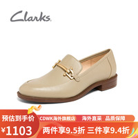 Clarks 其乐 女鞋泰勒系列女复古小皮鞋单鞋通勤鞋轻便平底鞋 浅沙色 261672304 35.5