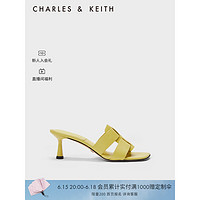 CHARLES&KEITH23夏季新品SL1-61900015方头外穿露趾一字拖女鞋 Yellow黄色 35