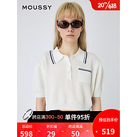 moussy 2023夏季新款POLO领休闲商务风短袖针织衫女010GSL70-0440 010白色 00020/F