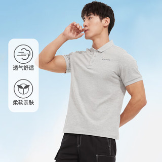 CAMEL 骆驼 运动短袖男宽松休闲T恤简约POLO衫 C45225L1004 浅花灰 L