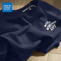 真维斯(JEANSWEST)夏季纯棉简约短袖t恤男女款夏装衣服宽松港风潮流纯白色学生半袖 藏青 夏日阳光_K 4X
