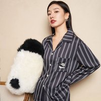 南极人（Nanjiren）南极人睡衣女春秋熊猫刺绣情侣长袖可外穿夏季冰丝家居服 L