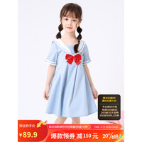 巴拉巴拉童装女童连衣裙夏装儿童裙子中大童海军领jk学院 粉蓝80005 100cm