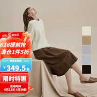 网易严选女式加厚插肩羊绒衫 圆领毛衣针织衫 秋冬保暖柔软亲肤内搭外穿 润玉(白色) L(170/88A)