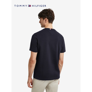 TOMMY HILFIGER 22新款秋季男装时尚徽章LOGO刺绣纯棉短袖T恤MW0MW25957 藏青色DW5 M(推荐：135-150斤)