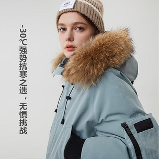 网易严选 男女同款鹅绒飞行员羽绒服 地表强温-30℃强势抗寒 秋冬加厚保暖发热防风防水真毛领 水墨 S（165/88A）