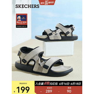 Skechers斯凯奇GOWALK男子魔术贴露趾凉鞋运动休闲凉鞋 237292 BLK黑色 42