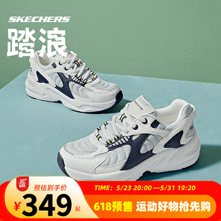 斯凯奇（Skechers）踏浪小白鞋丨Skechers2023夏季情侣款老爹鞋低帮运动休闲鞋 117362-GYMT 灰色/多彩色 38