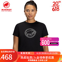 MAMMUT猛犸象QD 女士运动透气速干衣弹力印花短袖T恤 黑色 PRT4 S