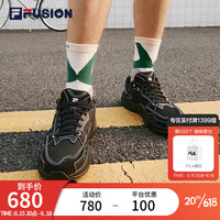 FILA 斐乐 FUSION斐乐潮牌FLASH男鞋复古潮鞋2023秋轻户外跑步鞋运动鞋 黑-BK 40