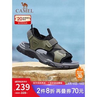 骆驼（CAMEL）2023夏季新款通风透气软弹魔术贴户外免系休闲凉鞋男 绿/黑 38