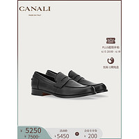CANALI鹿皮便士扣带和经典设计男士乐福鞋 黑色 43