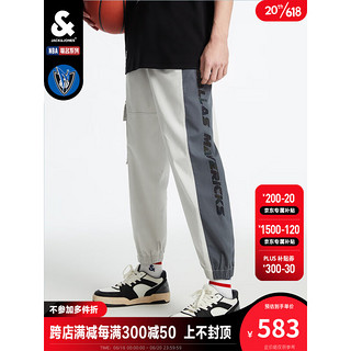 杰克·琼斯（JACK&JONES）NBA联名时尚运动男士舒适字母印花抽绳松紧长裤223214011 灰色 175/80A/MR