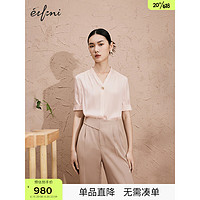 伊芙丽（eifini）伊芙丽三醋酸淡粉色文艺淑女衬衫2023夏装1E4421751Q 淡粉色 150/76A/XS