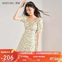 西遇碎花连衣裙女2023年夏季新款奶甜温柔风法式小众复古茶歇裙子 绿色 XL