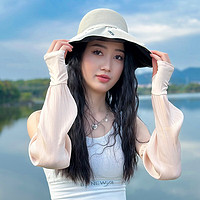 达芬奇密码 纯色鎏光冰感夏天防晒遮阳冰袖女开车手套袖套护臂袖子套 裸色