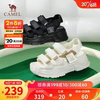 骆驼(CAMEL)女鞋2023年夏季新款时尚休闲魔术贴凉鞋运动厚底沙滩鞋ins潮 L23M283084米/杏 38