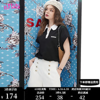 妖精的口袋高腰a字黑色短裤女2023夏季新款宽松显瘦小个子休闲裤 甜心白色 M