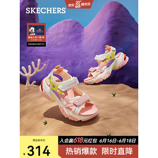 斯凯奇（Skechers）海绵宝宝联名系列透气机甲一脚蹬凉鞋896124 白色/粉色/WPK 41
