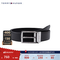 TOMMY HILFIGER23新款春季男商务双面用针扣牛皮腰带10855 黑色BDS 95