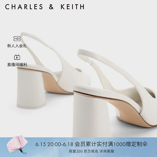 CHARLES&KEITH春季CK1-60361462简约纯色尖头高跟凉鞋女 White白色 37