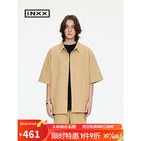 英克斯(inxx)ALLPICK 明星同款美式街头潮牌短袖衬衫上衣男士时尚衬衣 卡其色 M