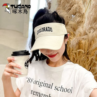 啄木鸟(TUCANO)防晒帽女夏季遮阳鸭舌帽运动跑步空顶可扎马尾帽子防紫外线太阳帽 米色