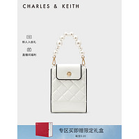 CHARLES&KEITH23夏季新品CK2-80701321拼色格纹链条斜挎托特包女 White白色 S