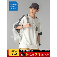 真维斯230g青少年男女时尚同款圆领领印花短袖T恤EI 白色210A 165/88A/M