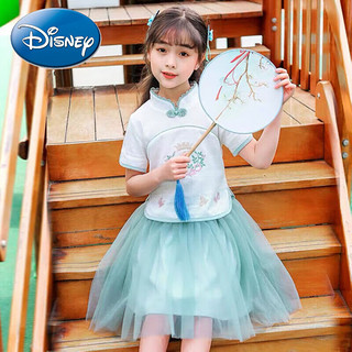 迪士尼（Disney）汉服子装一家三口四口中国风母子装母女装刺绣套装夏装走秀唐装 女童100码